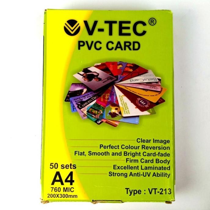 

BEBAS ONGKIR - V-Tec Kertas PVC Card Warna Putih VT-213 A4