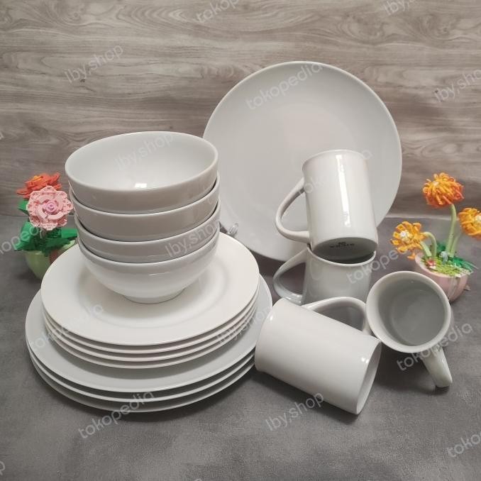 NEW Dinner set keramik putih 16 pcs