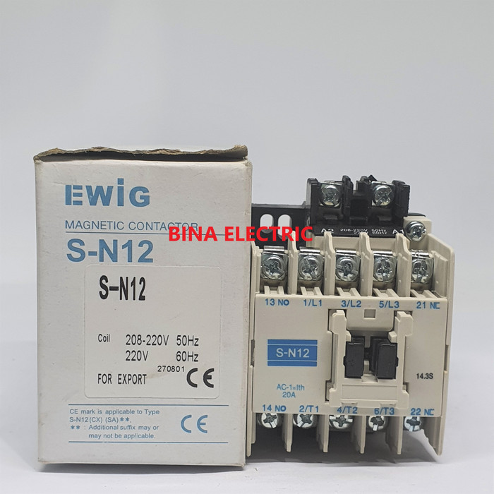 Termurah Magnetic Contactor Ewig S-N12 3P 20A / Kontaktor Ewig Sn12 Sn-12