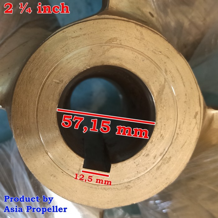 Baling-baling kapal Kuningan Daun 4 ukuran 34 x 32Asia Propeller - 2 inch