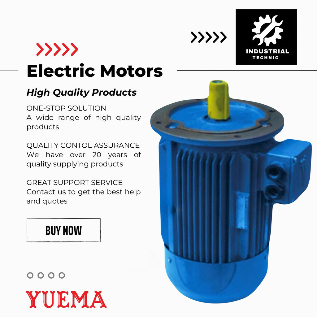 ELECTRIC MOTOR YUEMA YU 4P 1,5KW 2HP 3PHASE 380V B5/ DINAMO/ MESIN PENGGERAK DINAMO/ ELEKTRIK DINAMO