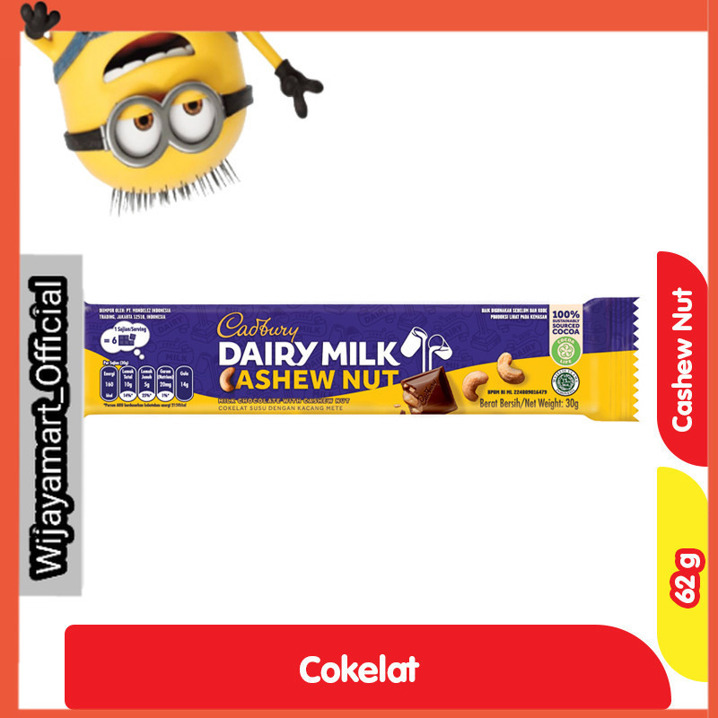 

Cadbury Dairy Milk Cokelat Batang Kacang Cashew 62 g