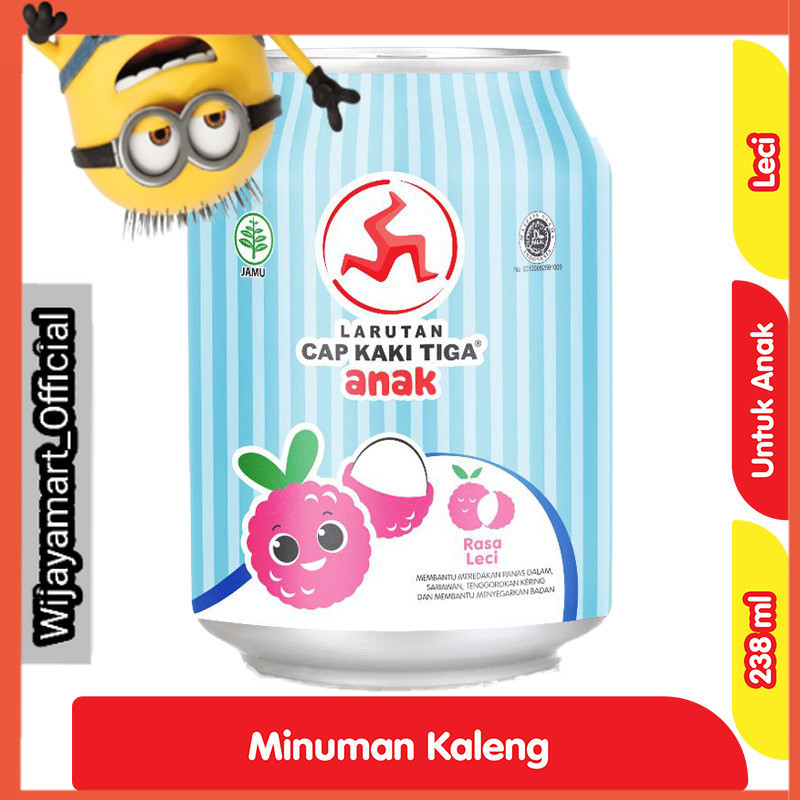 

Cap Kaki Tiga Anak Larutan Penyegar Leci Kaleng 238 ml