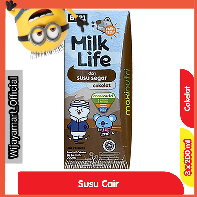 

Milk Life Susu UHT Cokelat Kotak 3 x 200 ml