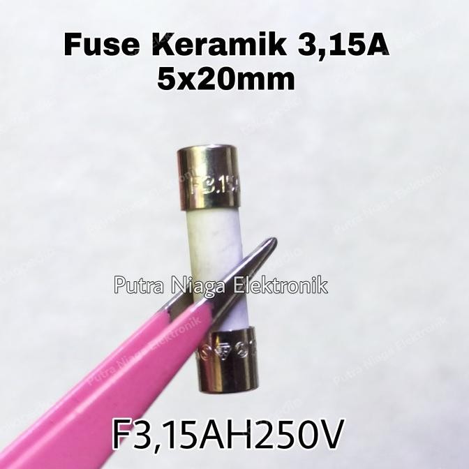 Diskon Fuse Keramik 3,15A 250V 2cm Ceramic 3.15A 5x20mm Sikring F3,15AH250V putr4n
