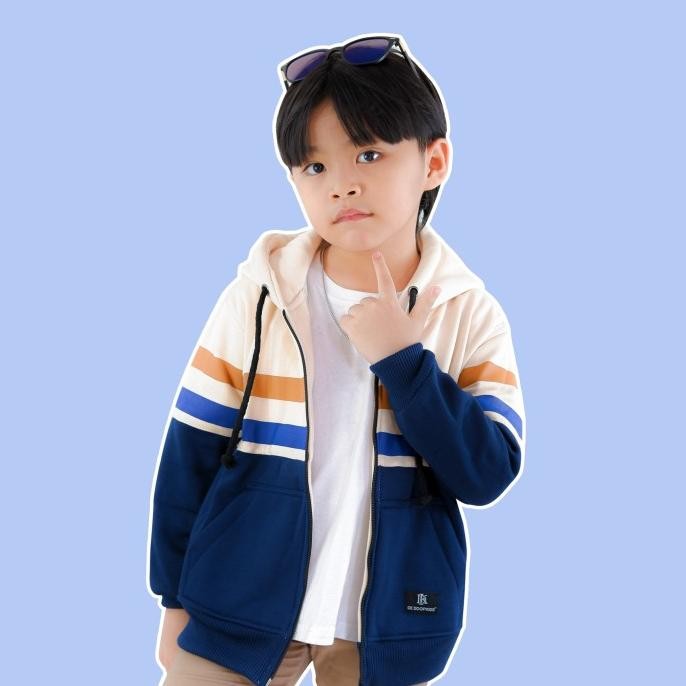 JAKET SLETING DEWASA & ANAK / SWITER HOODIE MOTIF GARIS ANAK LAKI LAKI