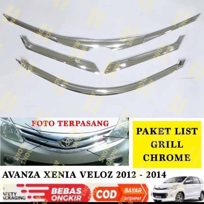 LIST GRILL BUMPER DEPAN AVANZA XENIA VELOZ 2012 2014 CHROME