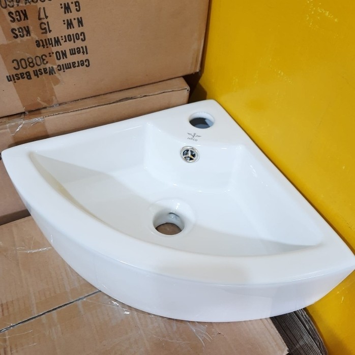 WASTAFEL CUCI TANGAN SUDUT KERAMIK MODERN/WASTAFEL GANTUNG KOMPLIT