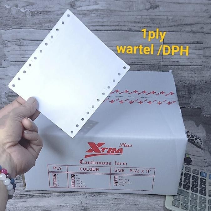

Kertas wartel 1ply double pin hole continuous form seper empat letter