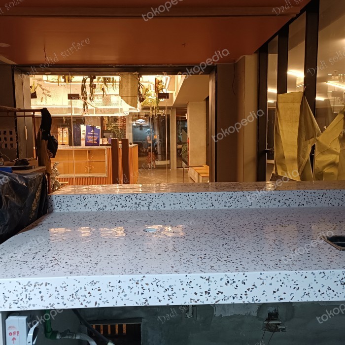 SOLID SURFACE TOP TABLE TERAZO MOTIF BATU