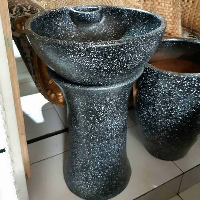WASHTAFEL KERAMIK MOTIF GRANIT HITAM BERCAK PUTIH