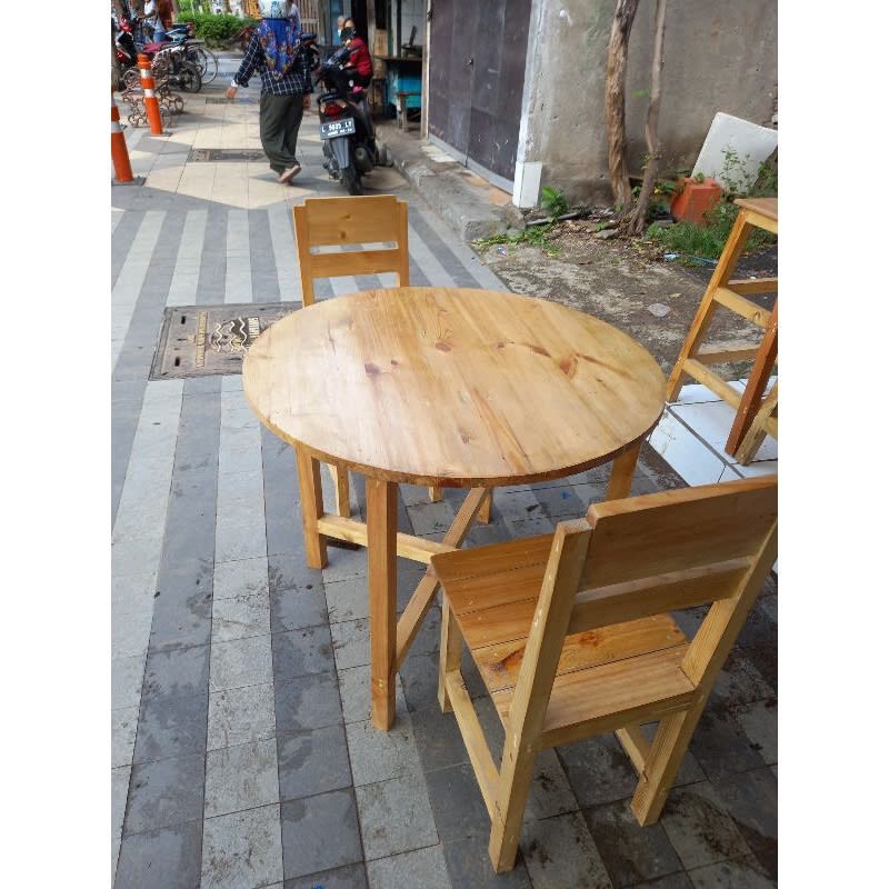 Meja Bundar Biasa | Meja Lesehan Bundar | Meja Lingkaran Minimalis | Meja Bulat Kayu Jati Belanda | 