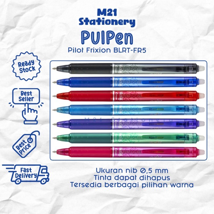 

Terbaru (1PCS) PULPEN PILOT FRIXION CLICKER BLRT-FR5 DAN BLRT-FR7 / TINTA BISA DIHAPUS ERASABLE PEN