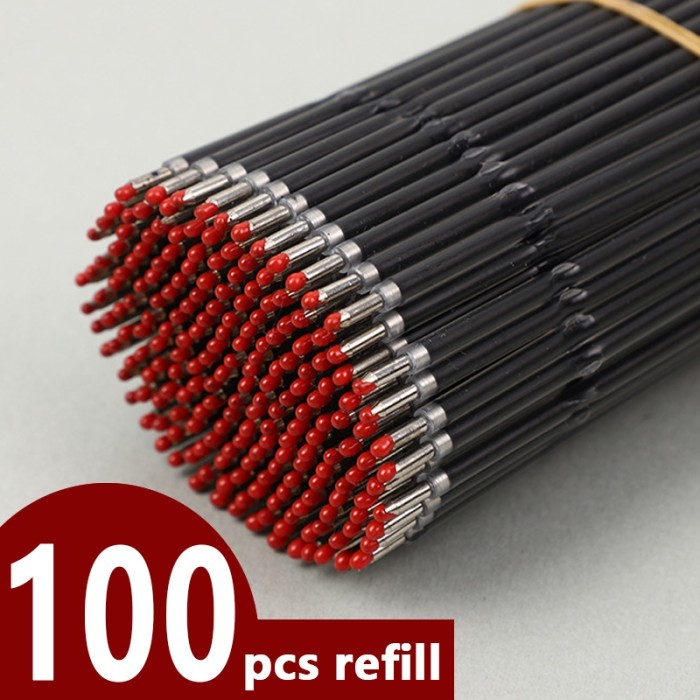 

Terbaru 50/100PCS 1.0mm Pressing Ballpoint Pen Refills Bead Pen Refill Black Blue Red Ink For