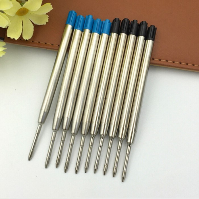 

Terbaru 10pc/set Metal Smooth Ballpoint Pen Refills Office School Stationery Gifts Pen Black Blue