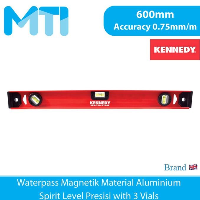 KENNEDY WATERPASS PRESISI MATERIAL ALUMINIUM /  SPIRIT LEVEL WITH 3 VIALS 0411T