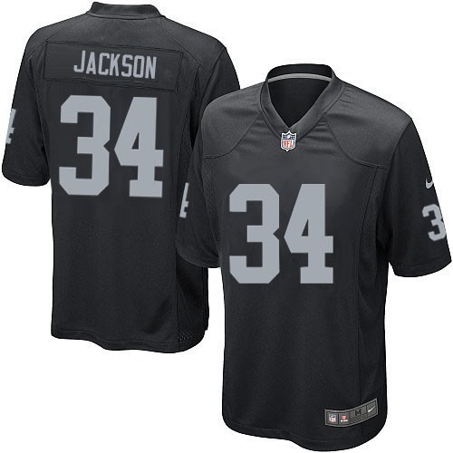 Raiders #34 Bo Jackson NFL Jersey Sepak Bola Hitam Putih |60AEF9AC|