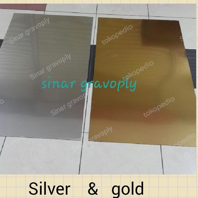 

TERMURAH - gravoply silver & gold teks hitam 120x60cm tebal 1.5ml