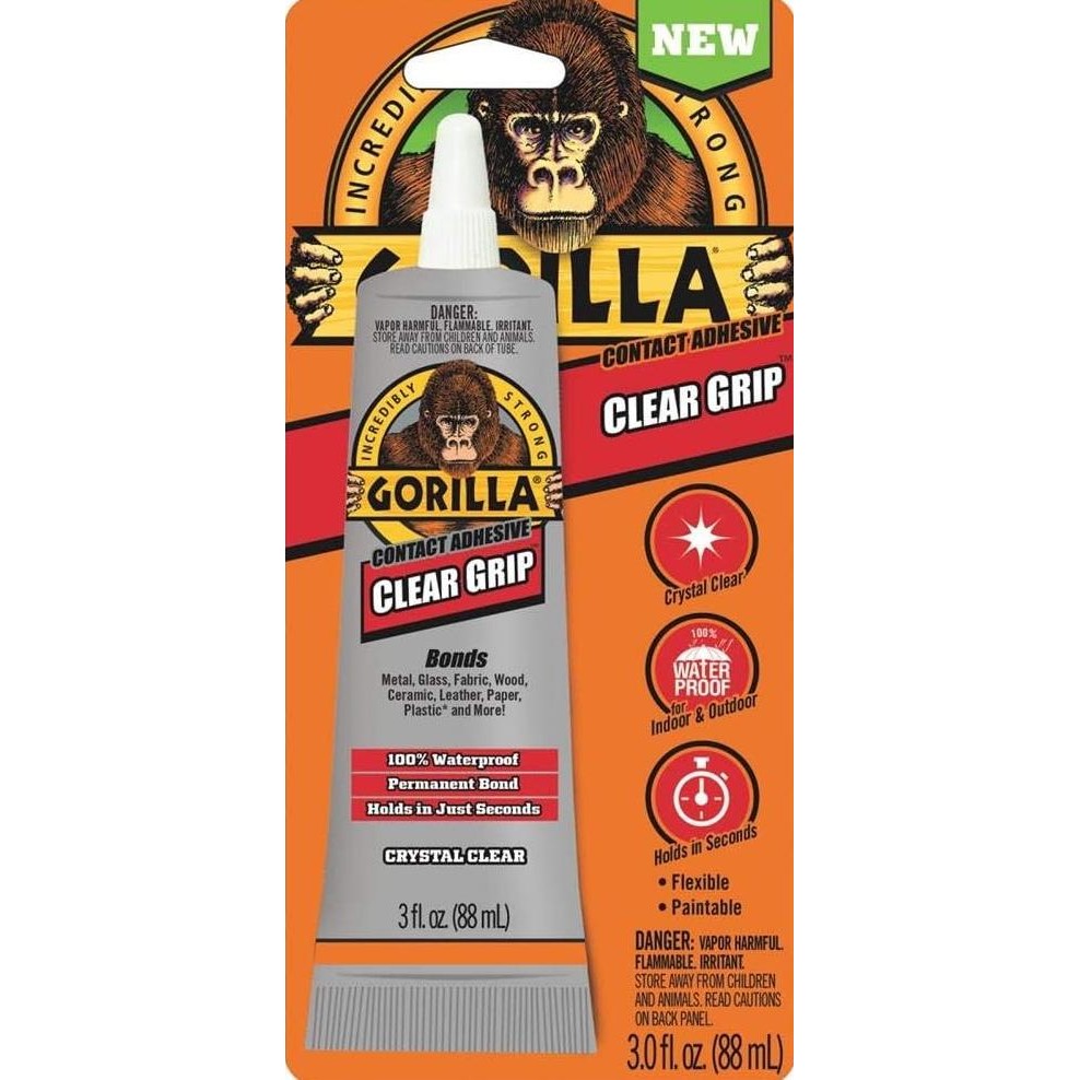 

BEBAS ONGKIR - Lem Kulit Dan plastik Gorilla Glue Clear Grip Flexible Isi 88mL