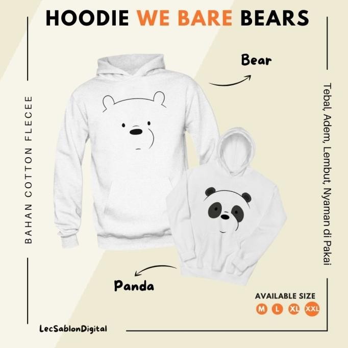 JACKET SWEATER HOODIE ICE BEAR WE BARE BEARS FACE