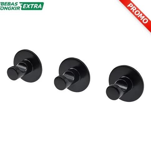 ORI PENGAIT DINDING (3PCS) GANTUNGAN TEMPEL BAHAN ALUMINIUM - HITAM 0411T