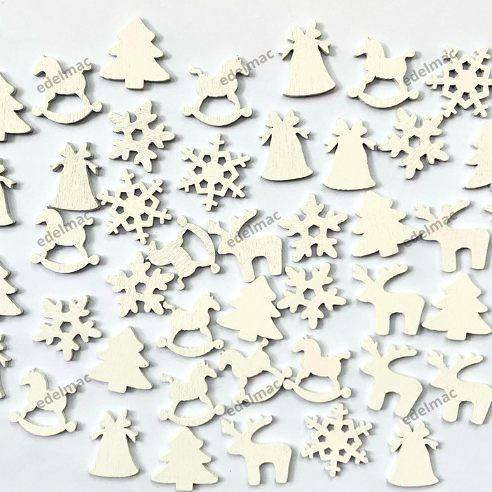 

NEW! 25-100psWooden Decorasi Natal DIY Accessories Christmas Tree Ornaments - 50pcChris_Putih Limited