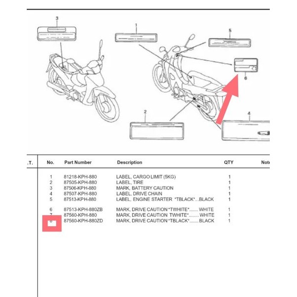 Stiker Peringatan Mark Drive Caution Blk Karisma Ori Ahm 87560 Kph 880Za Original Gambar No 8 Masih 