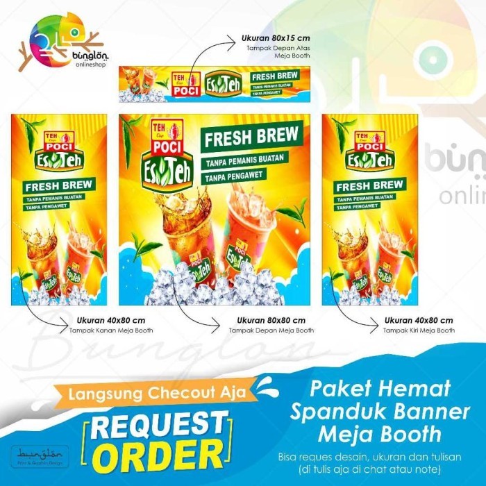 SENSASIONAL SPANDUK BANNER PAKET HEMAT MEJA BOOTH ES TEH POCI FRESH