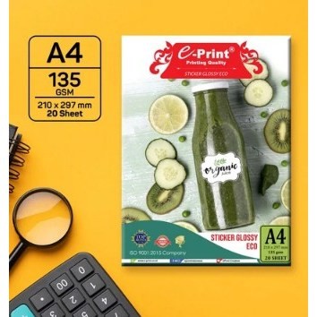 

1 PAK A4 KERTAS STICKER GLOSSY EPRINT 135GSM