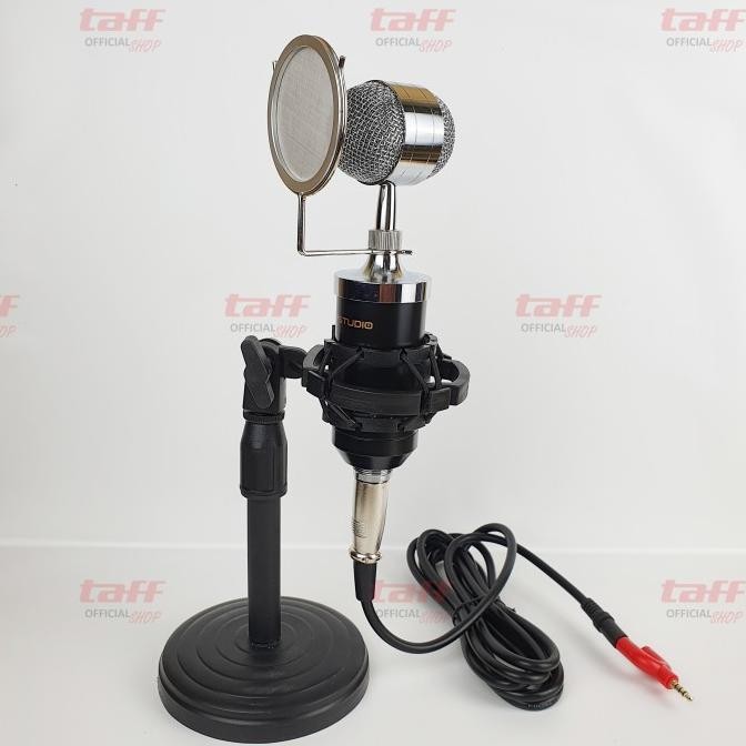 TaffSTUDIO BM8000 Condenser BM 8000 Microphone Stand Mic Meja Podium