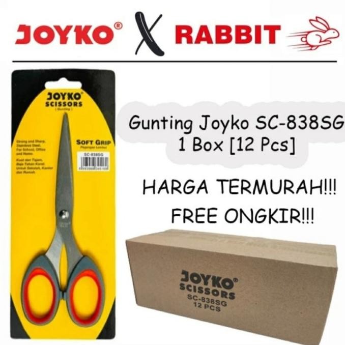 

Original (Dus)Gunting Joyko Soft Grip Sedang/Gunting Tajam Sc-838Sg 1Box Isi 12