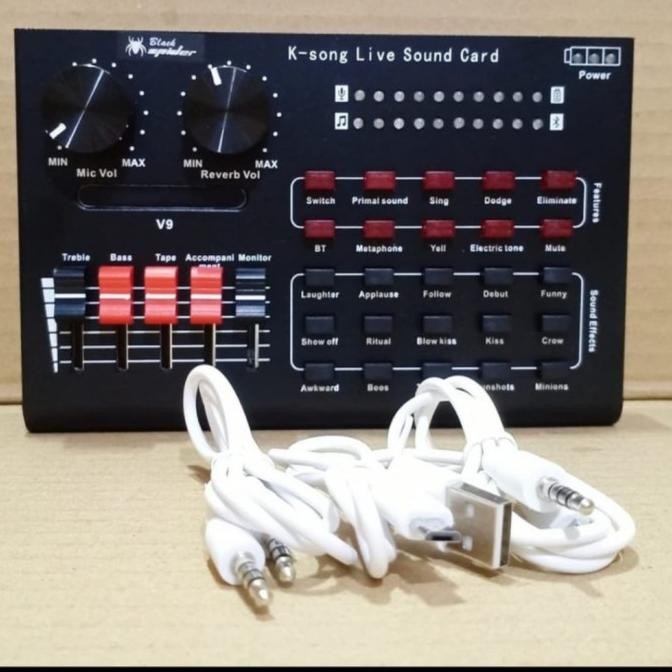 MIXER AUDIO BLACK SPIDER MULTI FUNGSIONAL LIVE SOUNDCARD V9