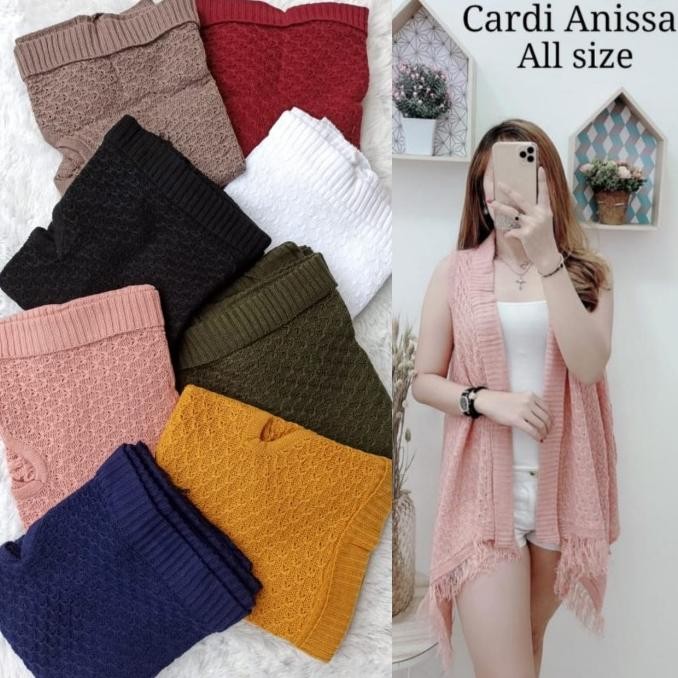 Cardigan rajut tanpa lengan polos outer rajut rumbai impor TD