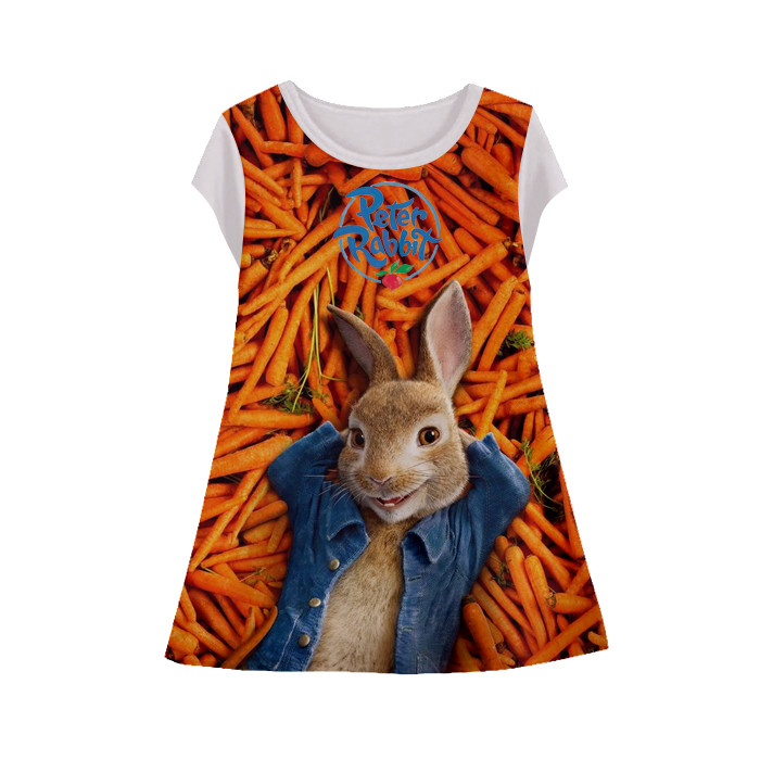 Baju Dress Film Anak Lengan Pendek Film 3D Printing Peter Rabbit Tunik-PeterRabbit-2-designWD Limite