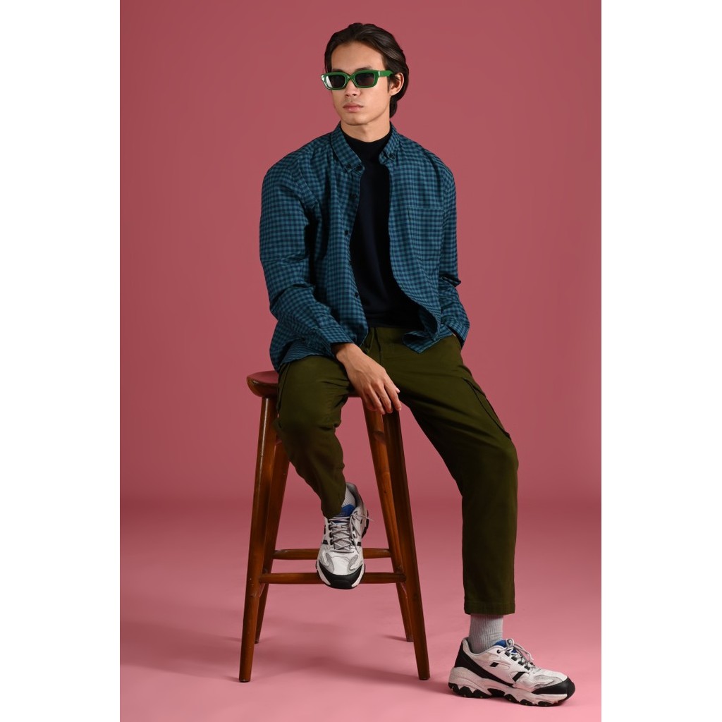 KEMEJA PREPP STUDIO GINGHAM SHIRT LS SCOOTER EDITION CYAN