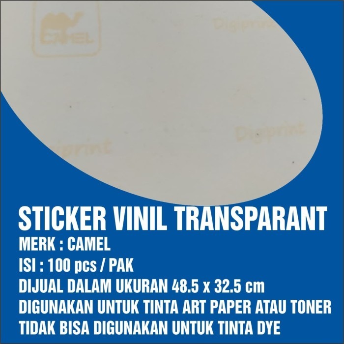 

Sticker Vinil Transparan Camel A3 / A3+ 100 Lembar / Pak Terbaru