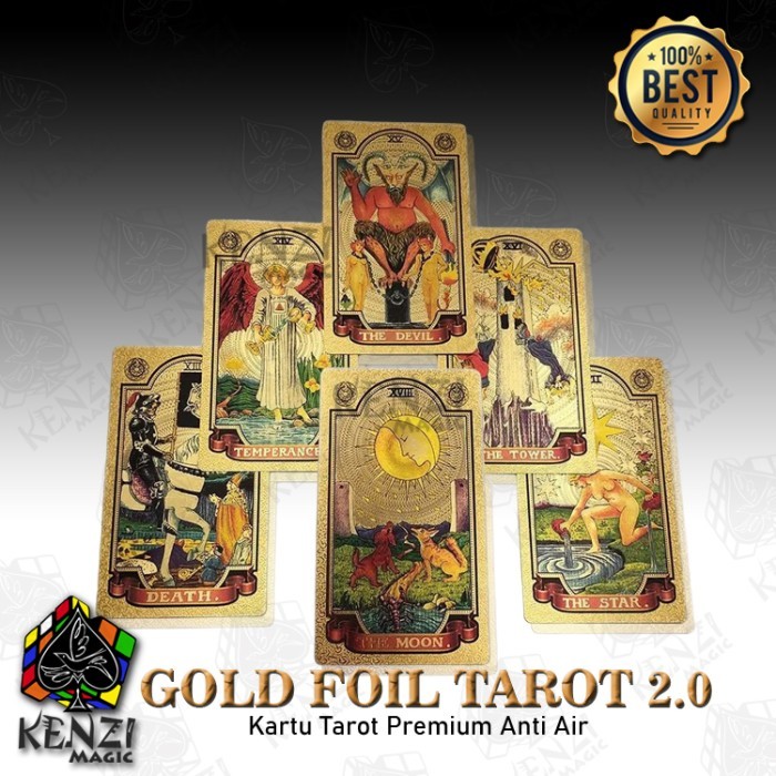 Kartu Tarot Neo Rider Waite Anti Air Pvc Waterproof Gold Foil 2.0 Diskon