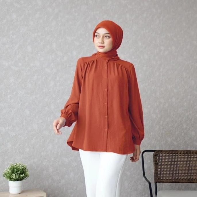 ATASAN WANITA ALINA TERBARU 2024 KEMEJA KEKINIAN BLOUSE WANITA JUMBO BASIC CRINKLE AIRFLOW BY AYS