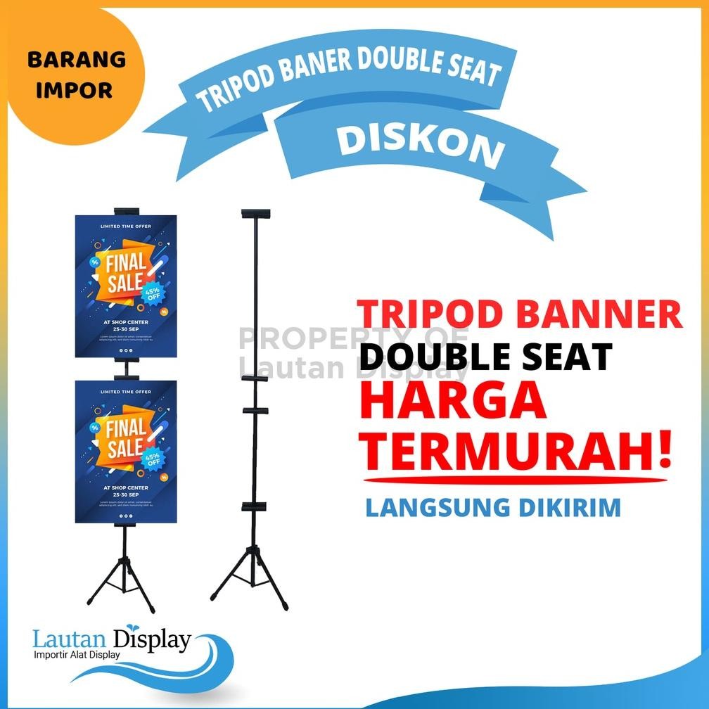 GIOR TRIPOD STAND BANNER 4 SISI DOUBBLE SEAT STAND BANNER ATAS BAWAH UKURAN 2 METER