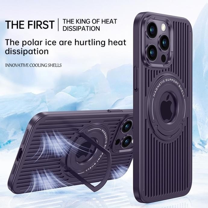 Case iPhone 15 Pro Max 15Pro Promax Cooling Anti Heat Stand Casing