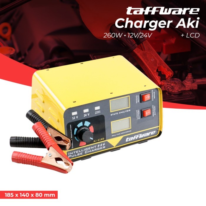 Ready Stock Charger Aki Taffware Intelligent Pulse With Lcd Display- Aj-618D