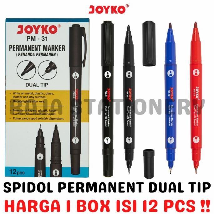

Joyko Permanent Marker Spidol Permanen Joyko Hitam Biru Merah [12Pcs]