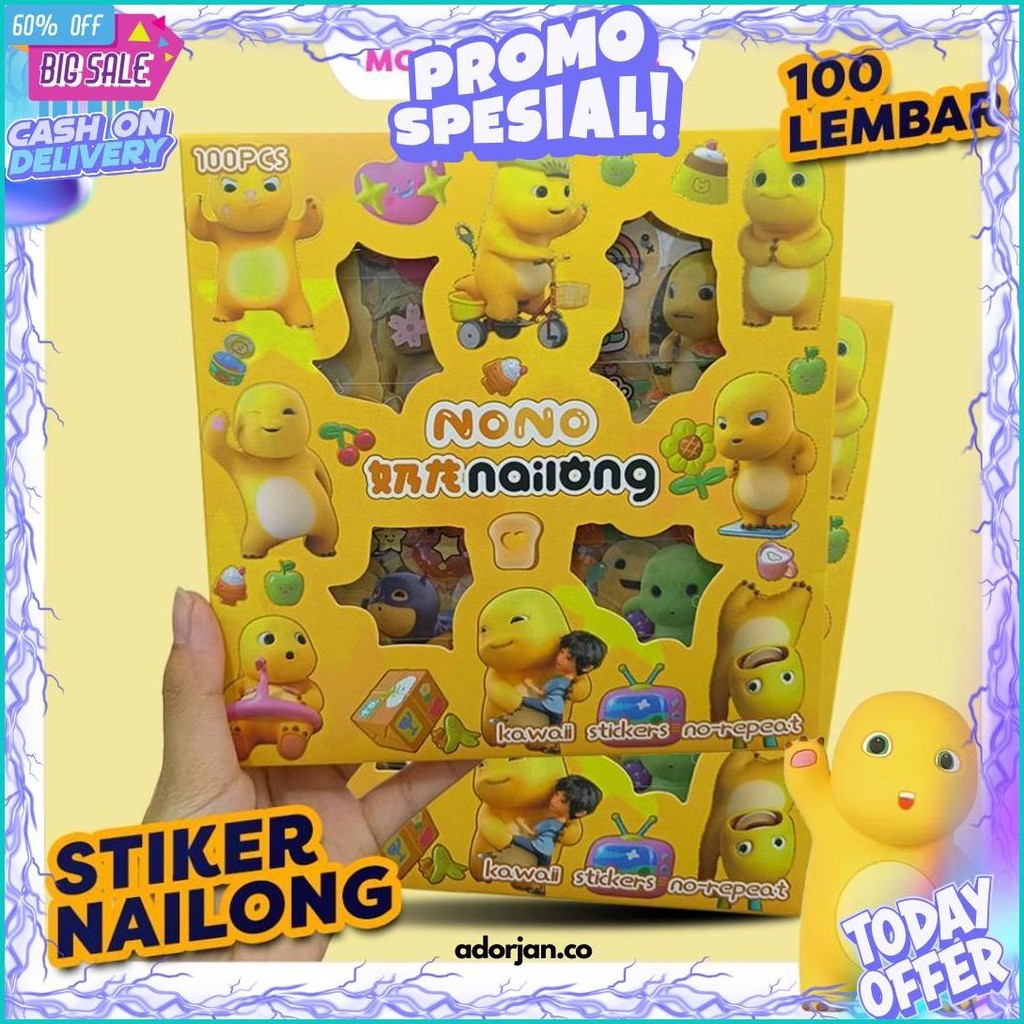 

Stiker Dino Nailong Stiker Momo Nono Cici Dino Nailong Waterproff 100 Lembar Promo