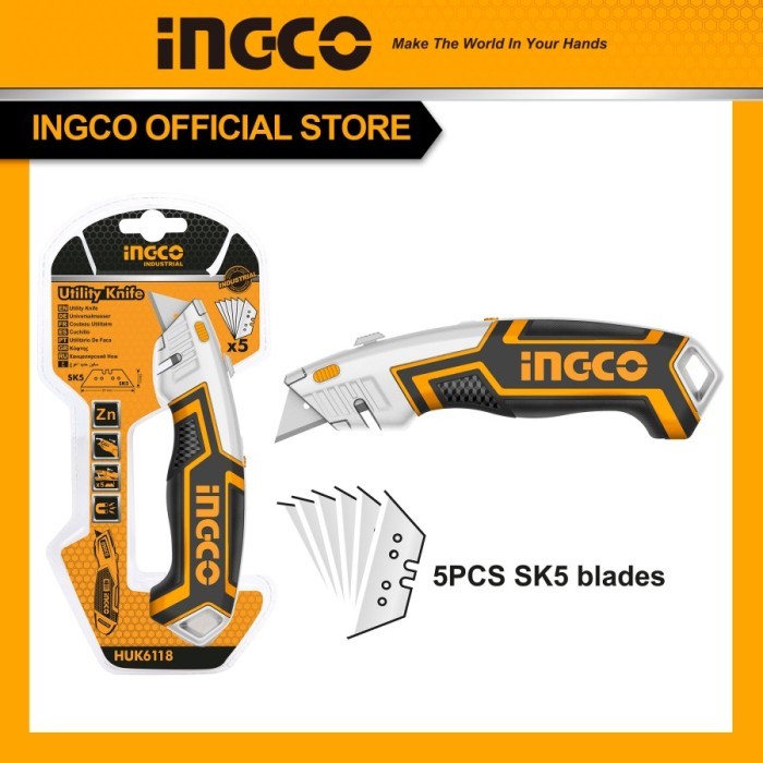 

Terlaris Pisau Cutter Utility Knife Serbaguna INGCO HUK6118 Kulit Kayu SK5 SALE