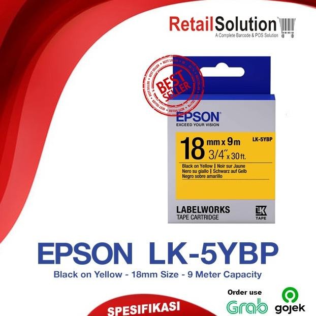 

HARGA DISC - EPSON Labelworks Tape LK-5YBP - 18mm Black on Yellow Original LK5YBP