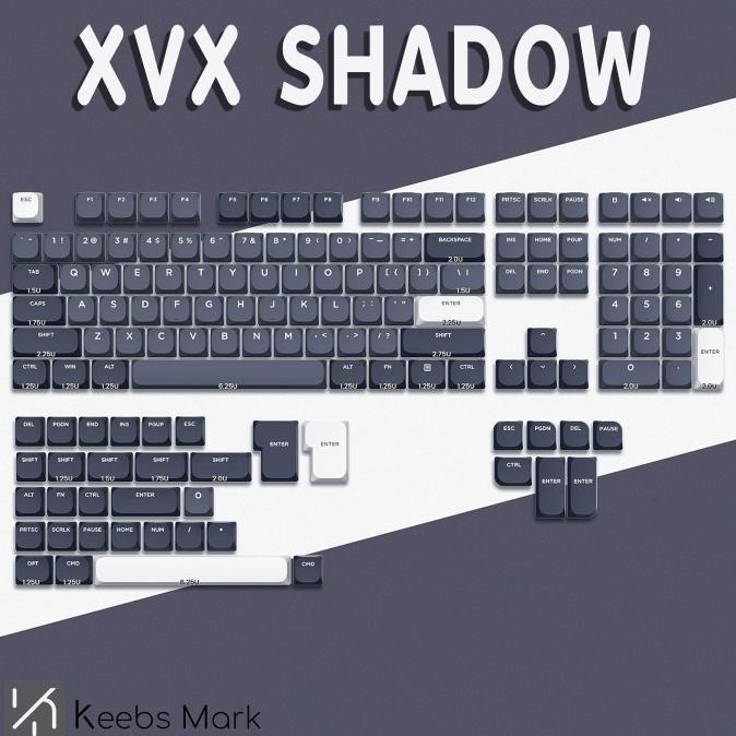 TERLARIS - XVX Shadow Keycaps - Low Profile 144 Keys Mechanical Keyboard