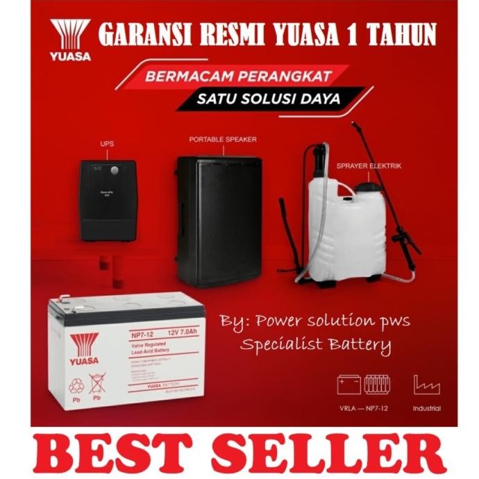 Jual Baterai Aki Kering Yuasa 12V 7Ah Aki Kering Ups Yuasa Np7-12 12V 7Ah Promo