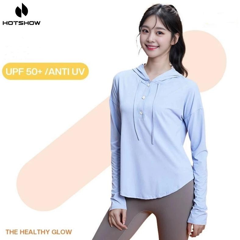 RAGA Baju Gym Wanita Hijab Baju Jogging Atasan Olahraga Wanita Hoodie Kaos Wanita Lengan Panjang
