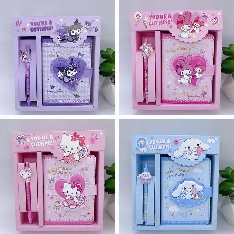 

Sp - Paket Buku Tulis 2In1 Notebook Kuromi / Buku Tulis Anak Magnet/Memo & Pen Kuromi Melody Hello Kitty