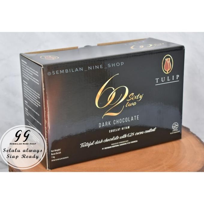 

Tulip Dark Chocolate Couverture 62% 1 Kg Coklat Coin Kancing